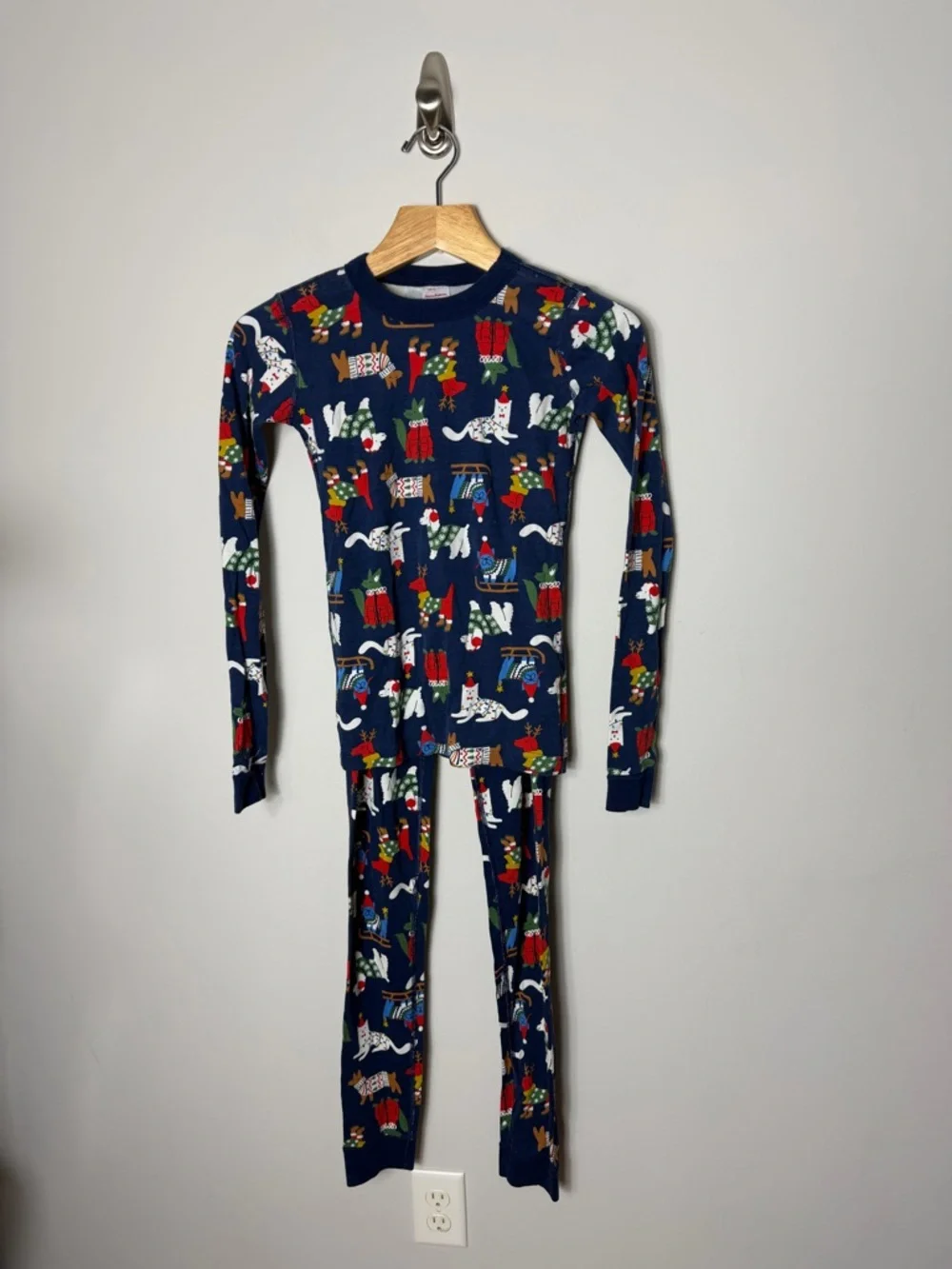 Hanna Andersson Long John’s Organic Cotton Pajamas Dogs Christmas Size 14 975